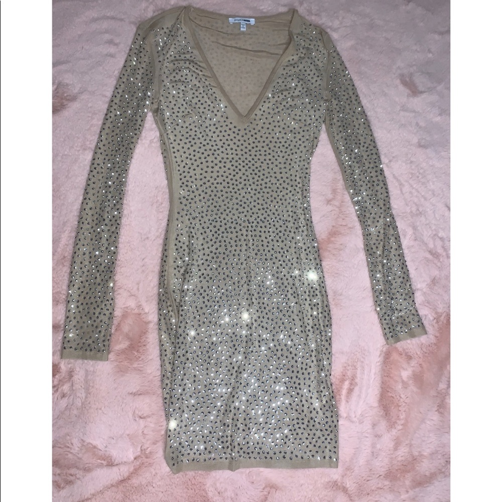 Nude sparkly fashion nova dress